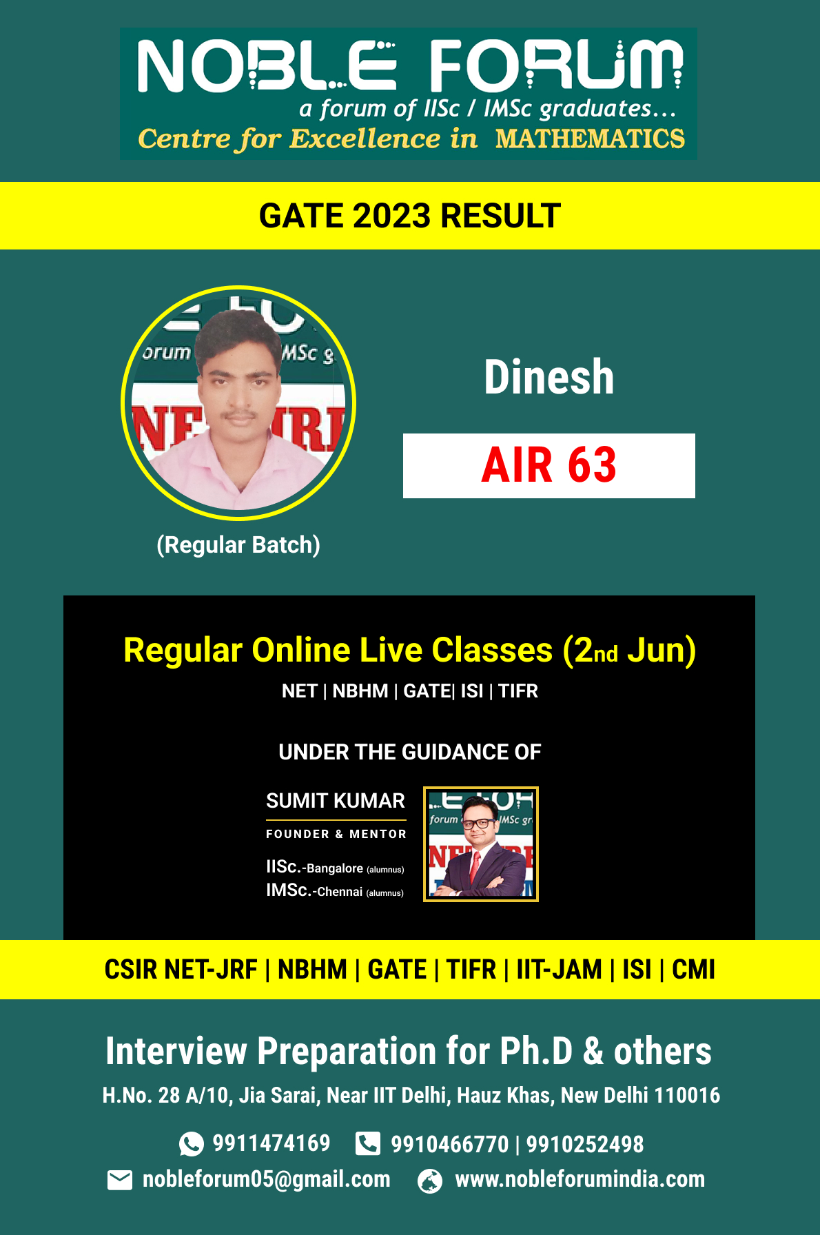 Dinesh-GATE 2023 RESULT